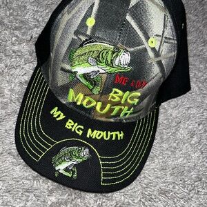 Bass Pro Shops Camo and Black Hat with Green Embroidery